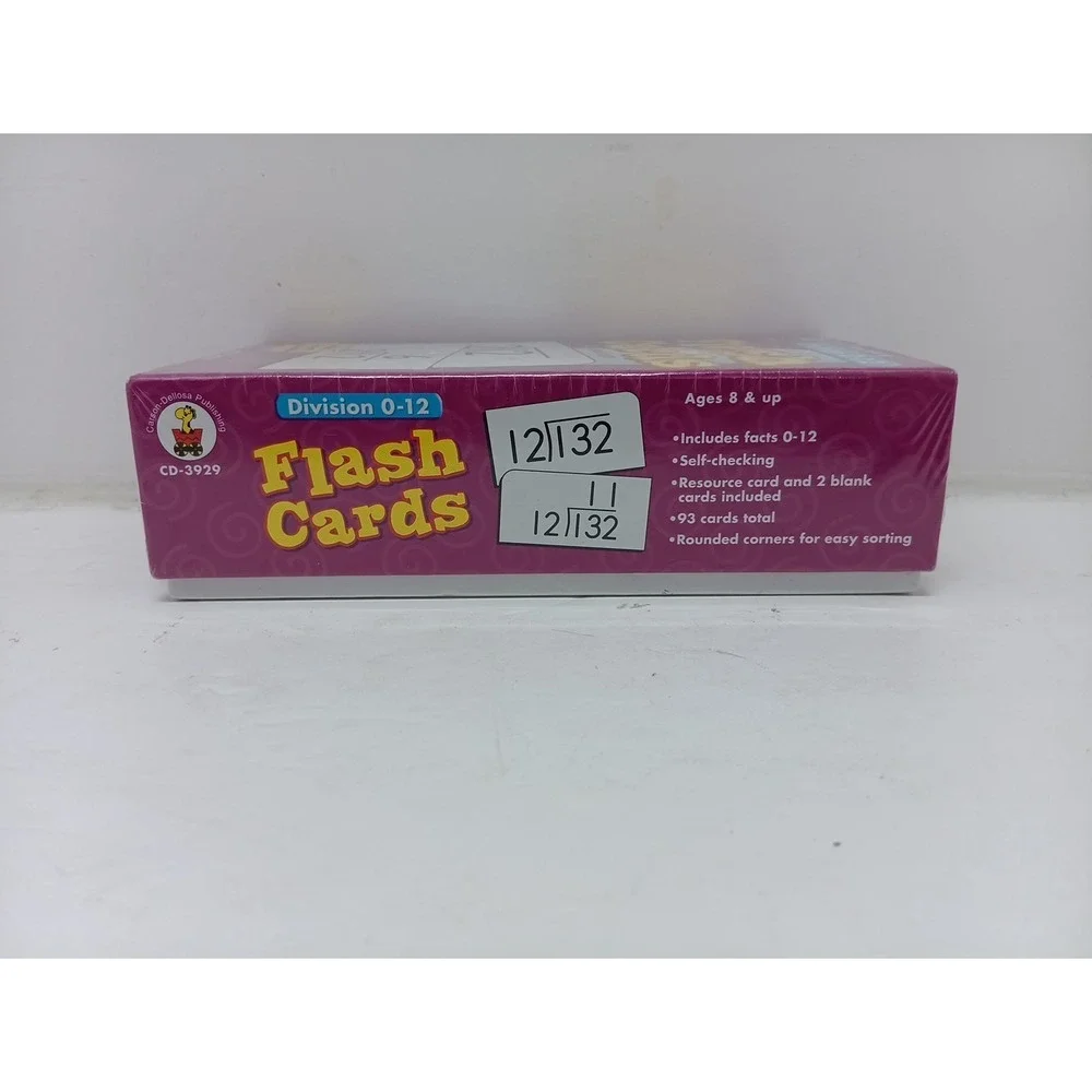 Carson Dellosa Division 0-12 Flash Cards Ages 8+ for Educational Learning fun